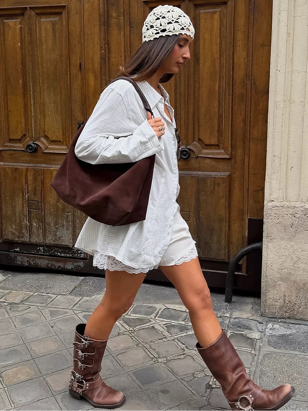 Free People Suzie Suede Slouchy Tote Bag in Espresso Brown NWT - Picture 4 of 10